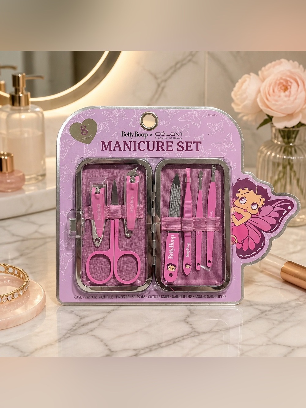 Betty Boop x CELAVI Pink 8-Piece Manicure Set New